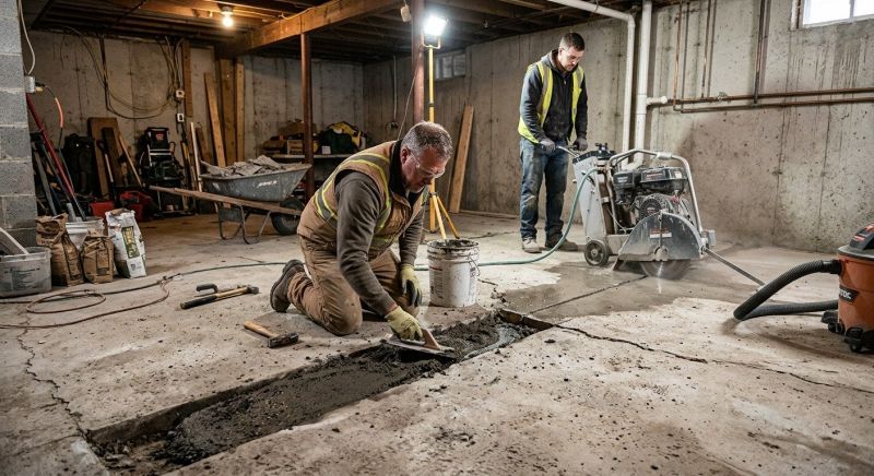 Cracked Basement Floor Repair in Bellingham, WA